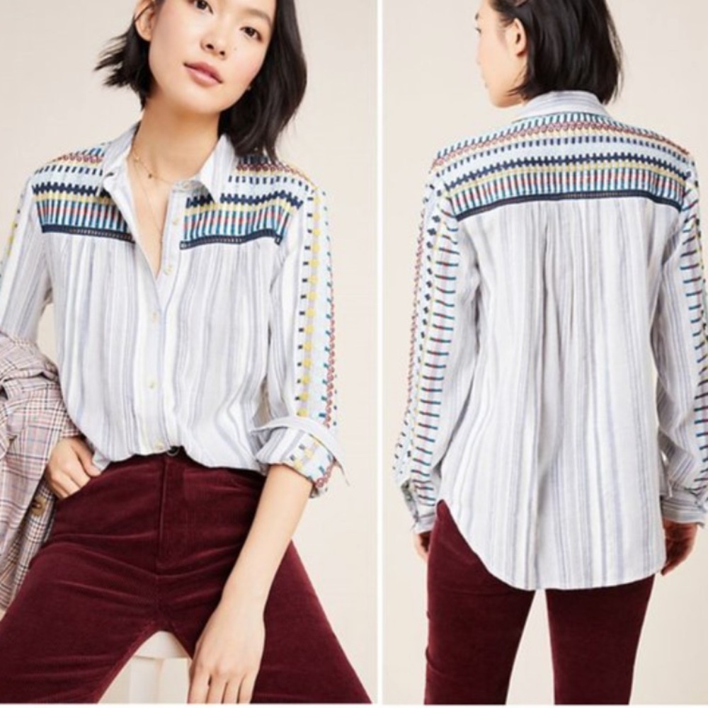 NWT pilcro the classic embroidered buttondown